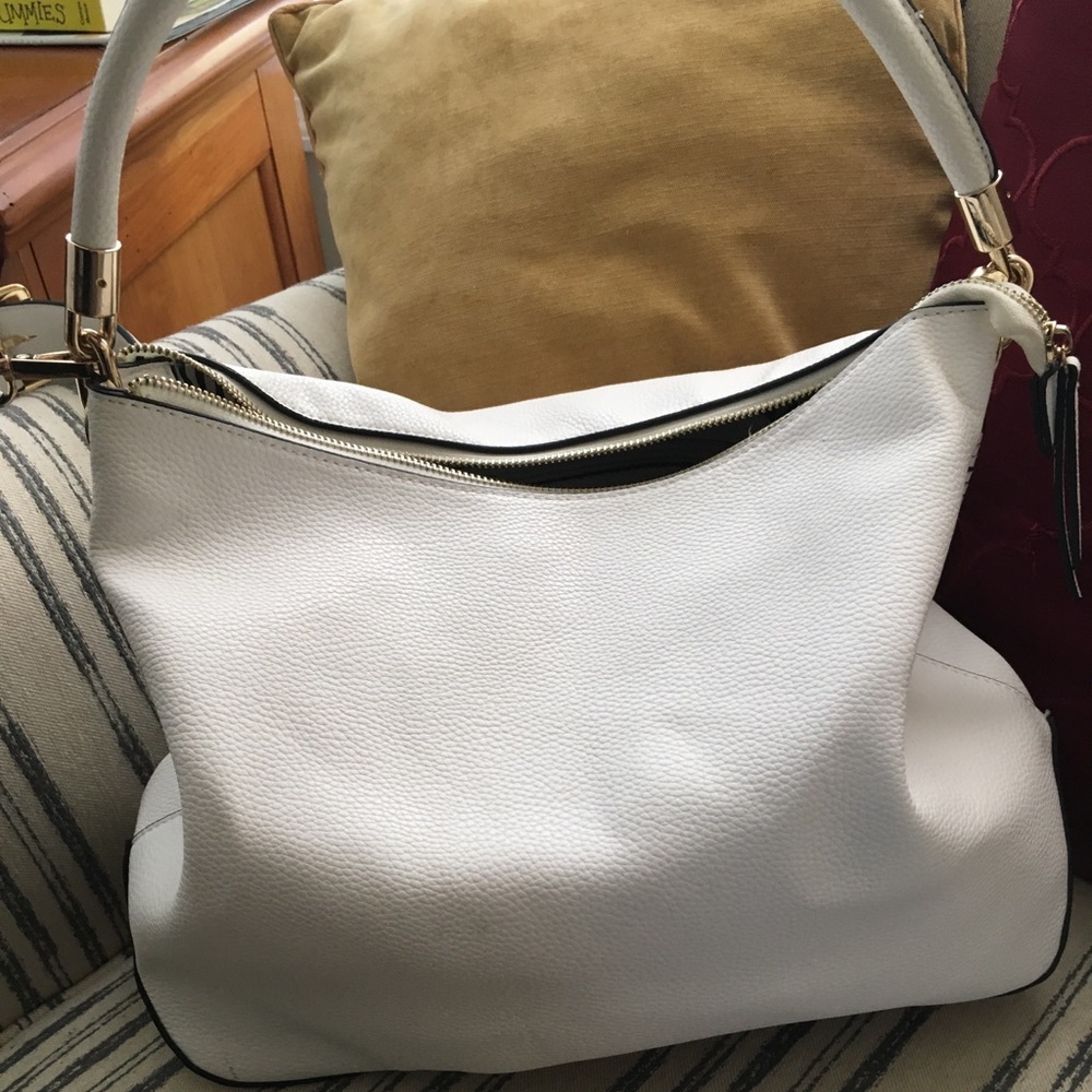 Oversized white leather bag